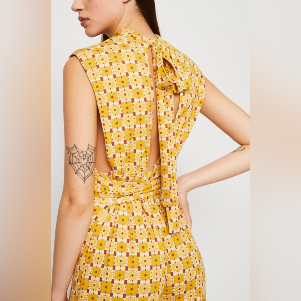 NEW FREE PEOPLE ❗️LAST ONE❗️- Vibe Check Jumpsuit in Sunflower Combo - Picture 2 of 14